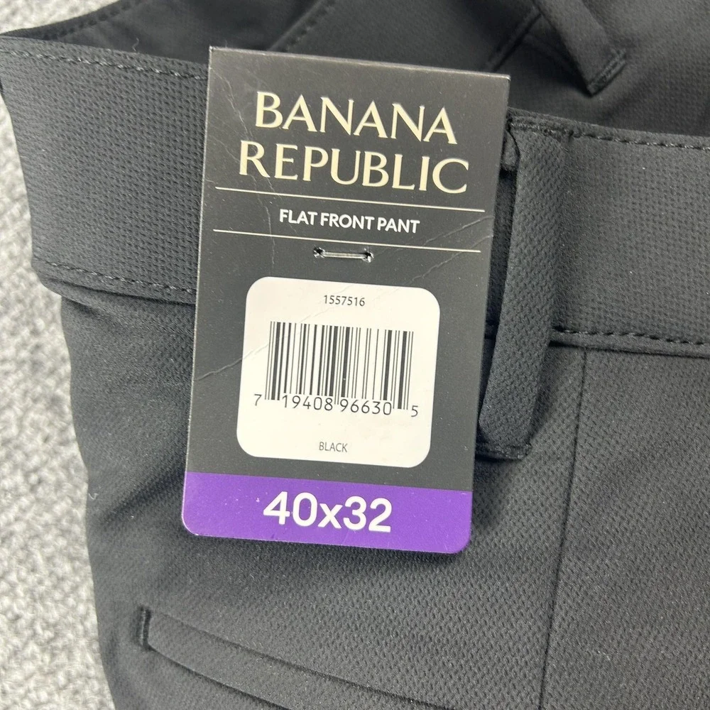 Banana Republic Dress Pants Mens 40x32 Black Flat Front Chino Work Casual‎